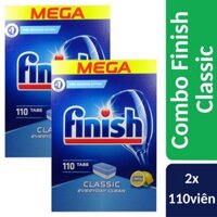 Combo 2 Hộp 110 viên rửa bát Finish Classic - hương chanh (2x110viên)