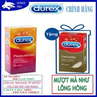 COMBO 2 HỘP BAO CAO SU DUREX (MƯỢT TỰA LÔNG HỒNG)+(MỎNG HƠN – NHIỀU GAI HƠN)