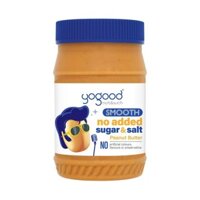 [COMBO 2 HỘP] Bơ Đậu Phộng Mềm Mịn Không Đường Yogood No Added Sugar Smooth Peanut Butter, Hộp 453g