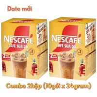 ComBo 2 Hộp Cà Phê Sữa Đá Nescafe Thơm Ngon Đậm Vị (10gói x 24gram) DATE MỚI