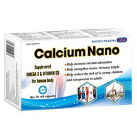 Combo 2 Hộp Calcium Nano bổ sung canxi, vitamin D3, omega 3 tăng chiều cao - Hộp 30 viên  màu ngẫu nhiên
