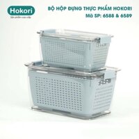 Combo 2 Hộp đựng thực phẩm Hokori cao cấp.Hộp nhựa Việt Nhật có khóa thoát khí, có lỗ thoát nước