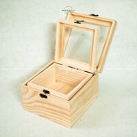 [COMBO 2 hộp gỗ vuông nắp kính] đựng đồ đa năng - Hộp gỗ tự nhiên
