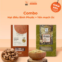 Combo 2 hộp hạt điều rang muối vỏ lụa 250gr và yến mạch cán dẹt 500Gr - Happynuts