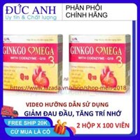 Combo 2 hộp Hoạt huyết dưỡng não ginkgo omega 3 Coenzym Q10 mỗi hộp 100 viên -thực phẩm bổ não- hoat huyet duong nao- ho