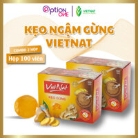 COMBO 2 HỘP Kẹo ngậm gừng Vietnat hỗ trợ tiêu hóa giảm cảm cúm - 100 viên hộp