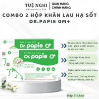Combo 2 Hộp Khăn Lau Hạ Sốt Dr.Papie 0M+ , Giải Pháp Hạ Sốt An Toàn Cho Bé, Hộp 25 Khăn