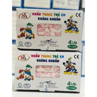 Combo 2 Hộp Khẩu trang trẻ em kháng khuẩn Famapro Hộp 50 cái - Màu Hồng Kitty