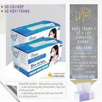 Combo 2 hộp Khẩu trang y tế Famapro SUNNY xanh biển hộp 50 cái