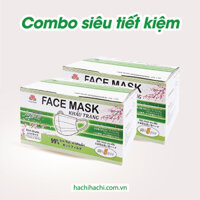 Combo 2 hộp Khẩu trang Y Tế Face Mask 3 lớp màu trắng 55 cái