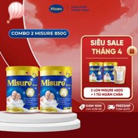 COMBO 2 Hộp Sữa Non Ngủ Ngon MISURE 850G, sữa bột cho người già chứa melatonin cải thiện giấc ngủ, tốt cho tiểu đường