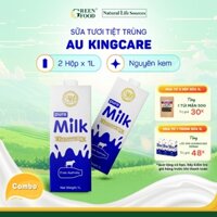 Combo 2 Hộp Sữa Tươi Tiệt Trùng AU KINGCARE 1L Nguyên Kem Không Đường - Giàu đạm Canxi Chính Hãng Úc