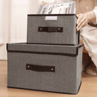 Combo 2 Hộp Vải Đựng Đồ, Túi Vải Đựng Quần Áo Đa Năng - Ghi