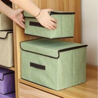 Combo 2 Hộp Vải Đựng Đồ, Túi Vải Đựng Quần Áo Đa Năng - Rêu
