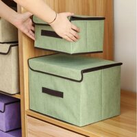 Combo 2 Hộp Vải Đựng Đồ, Túi Vải Đựng Quần Áo Đa Năng - Rêu