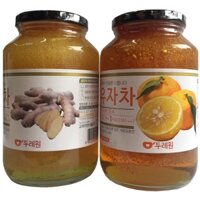 Combo 2 hũ trà gừng mật ong và mứt trà chanh mật ong Natural Food Hàn Quốc 1 kg, mật ong gừng, PP Sâm Yến 3A