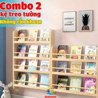 Combo 2 Kệ Gỗ Đựng Mỹ Phẩm Đựng Sách Loại 4 Ngăn Và 3 Ngăn Kết Hợp Giá Gỗ Treo Tường Không Cần Khoan Tiện Lợi