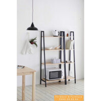 COMBO 2 KỆ SÁCH HÌNH THANG 4 TẦNG - MÀU ĐEN PHỐI GỖ - LADDER SHELF