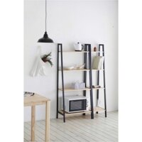COMBO 2 KỆ SÁCH HÌNH THANG 4 TẦNG - MÀU ĐEN PHỐI GỖ - LADDER SHELF