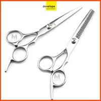 Combo 2 kéo cắt tóc và tỉa tóc (Trắng)