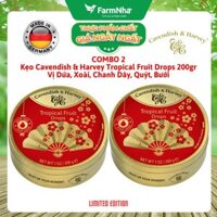 (Combo 2) Kẹo Cavendish & Harvey Tropical Fruit 200g Quạt Hộp Thiếc - Kẹo Đức Phiên Bản Đặc Biệt