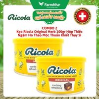 (Combo 2) Kẹo Ricola Original Herbs Hộp Thiếc 100g Thảo Mộc – Mát Họng, Giảm Ho, Thơm Miệng