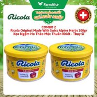 (Combo 2) Kẹo Ricola Original Herbs Hộp Thiếc 100g Thảo Mộc – Mát Họng, Giảm Ho, Thơm Miệng