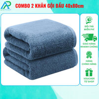 Combo 2 Khăn Gội Đầu, Khăn Tắm An , 40x80cm, 100% Cotton Cao Cấp Mềm Mịn Thấm Hút Không Ra Màu