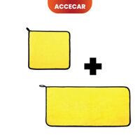 Combo 2 khăn lau microfiber đa năng cho xe ô tô, lau kính, lau nhà