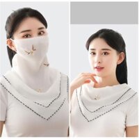 COMBO 2 KHĂN MÀU TRẮNG - KHĂN VOAN QUÀNG CỔ THỜI TRANG - KÈM KHẨU TRANG CHE MẶT