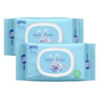 Combo 2 Khăn Ướt Dịu Nhẹ Animo không mùi (100 tờ) - Pink mom