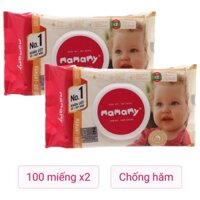 Combo 2 khăn ướt Mamamy chống hăm và rôm sảy hương thơm mát gói 100 miếng