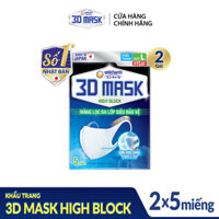 Combo 2 Khẩu Trang Unicharm 3DMask Virus Block size L (Ngăn được bụi mịn PM2.5) gói 5 miếng