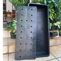 COMBO 2 Khay trồng rau cỡ lớn nhựa PP, Chậu trồng rau thông minh 102x42x16 cm kèm vỉ thoát nước chống ngập úng