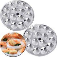 Combo 2 Khuôn Làm Bánh Bèo INOX 15 Lỗ Nút Cầm Tiện Lợi