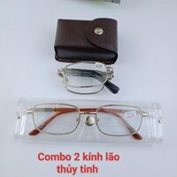 Combo 2 kính lão tròng kính thủy tinh dành cho người già Nam giới Phụ nữ