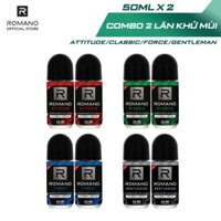 Combo 2 Lăn khử mùi Romano kháng khuẩn & khô thoáng cả ngày 50mlx2