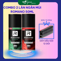 (Combo 2) Lăn Khử Mùi Romano Hương Nước Hoa Classic/Attitude/Force/Gentleman 50ml