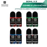 Combo 2 Lăn khử mùi Romano kháng khuẩn & khô thoáng cả ngày 50ml/chai