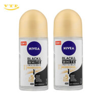 Combo 2 Lăn Ngăn Mùi NIVEA Black&White Ngăn Vệt Ố Vàng Vượt Trội 50ml