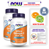 Combo 2 lọ dầu cá Now Ultra Omega-3 500 EPA/250 DHA của Mỹ giúp bổ mắt tăng đề kháng lọ 90 viên