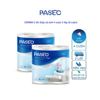 Combo 2 lốc Giấy vệ sinh Paseo 4 cuộn 3 lớp