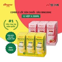 Combo 2 lốc Sữa Chuối – Dâu Hàn Quốc Binggrae (200ml x 12 hộp)