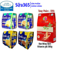 Combo 2 Lốc Sữa Delical 200ml ( Vanila,Cafe, Chocolat) = 4 chai x 200ml - Date Luôn Mới