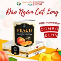Combo 2 lon Đào ngâm Cát Long 830gr nguyên liệu tự nhiên cao cấp