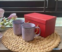 Combo 2 Ly Sứ Có quai tuyết tím + hộp silot MNV-LSHBT02-1