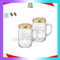 Combo 2 ly thủy tinh có quai nắp vặn QUATTRO - Bormioli Rocco - 415ml