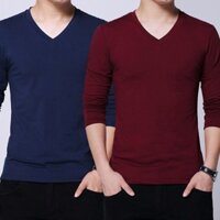 Combo 2 mẫu áo dài tay cổ tim đỏ xanh đen ( D12 & D13 )