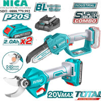 Combo 2 máy cắt cành và máy cưa xích mini dùng pin 20V TOTAL TOSLI23012 kèm 2 pin 2.0Ah 1 sạc - Chính hãng