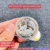 Combo 2 Móc treo chìa khóa Đồng Xu Hình Con Mèo Úc vàng bạc lì xì Tết Quý Mão - XU BẠC  Túi PHÚC
